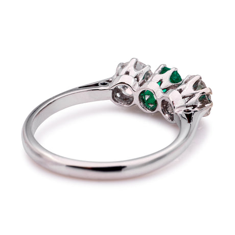 Vintage, Art Deco emerald & diamond three-stone ring