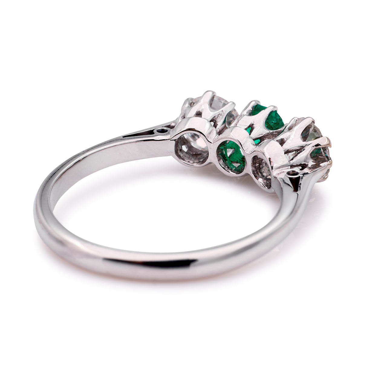 Vintage, Art Deco emerald & diamond three-stone ring