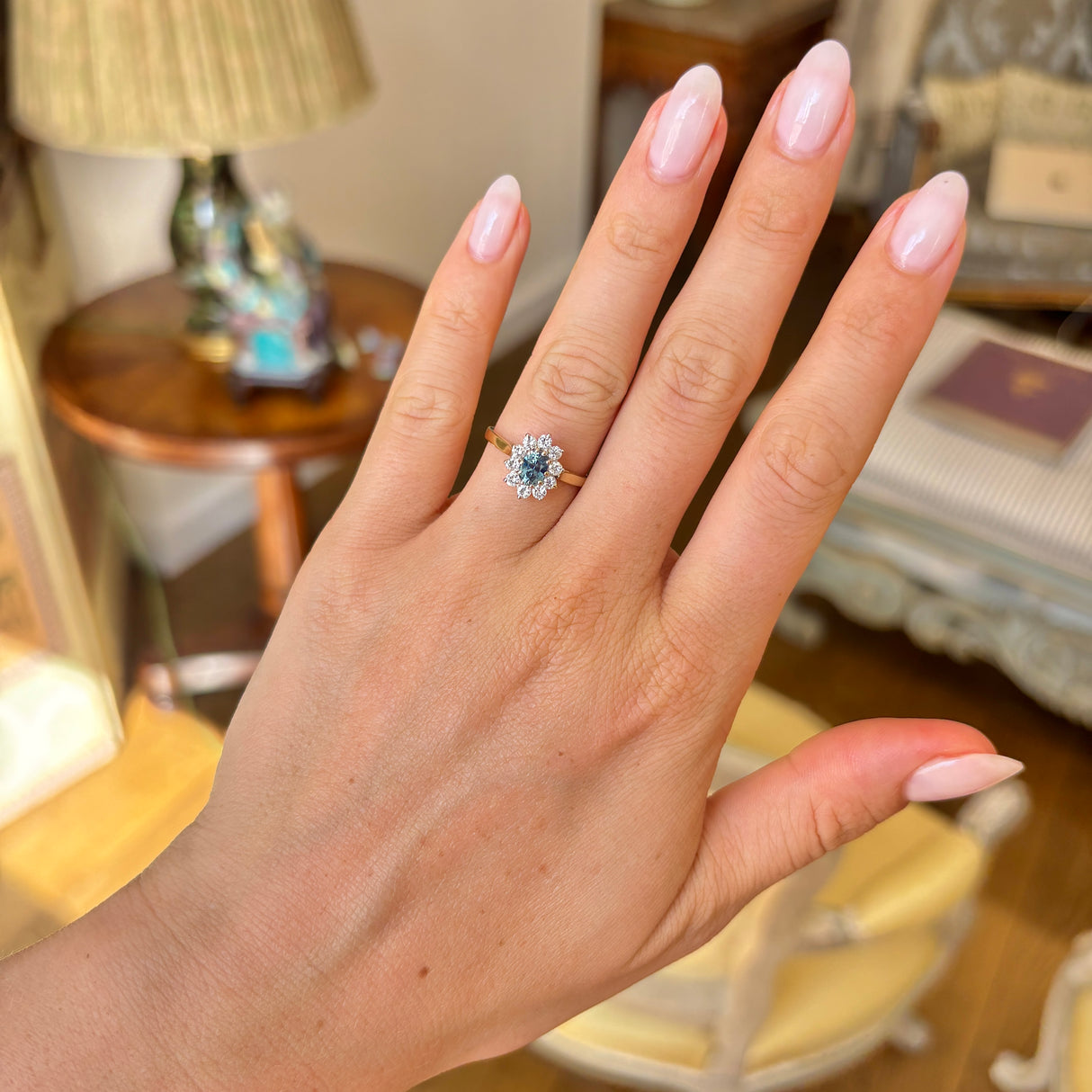 Vintage, 1970s sapphire & diamond cluster ring