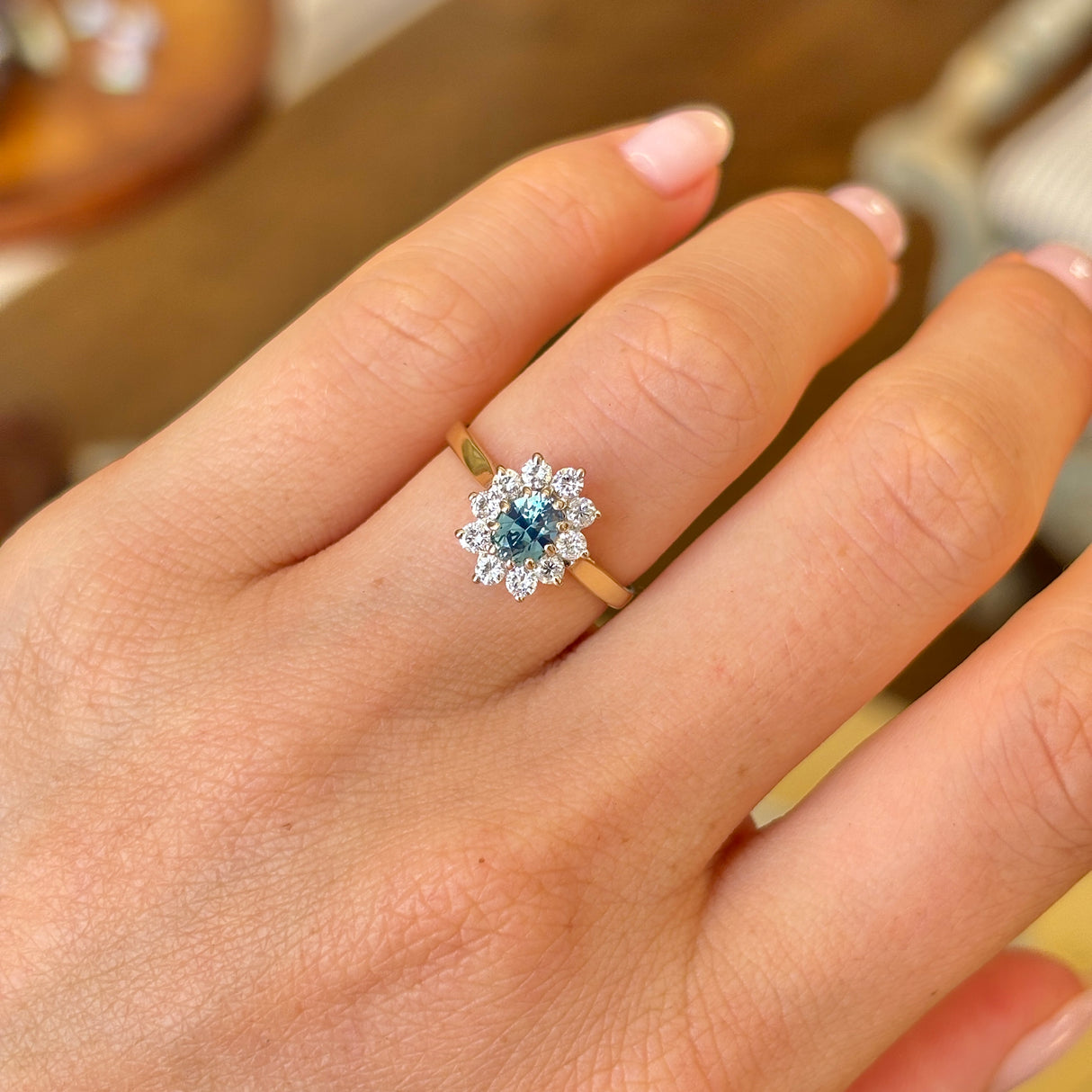 Vintage, 1970s sapphire & diamond cluster ring