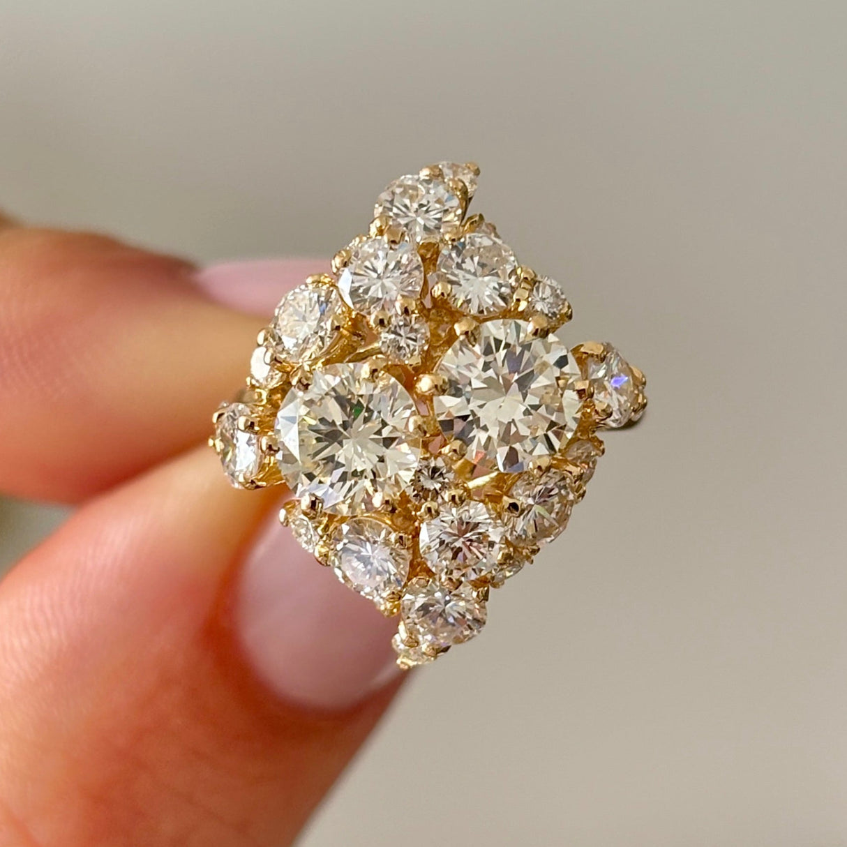 Vintage, 1980s French diamond cluster lozenge ring