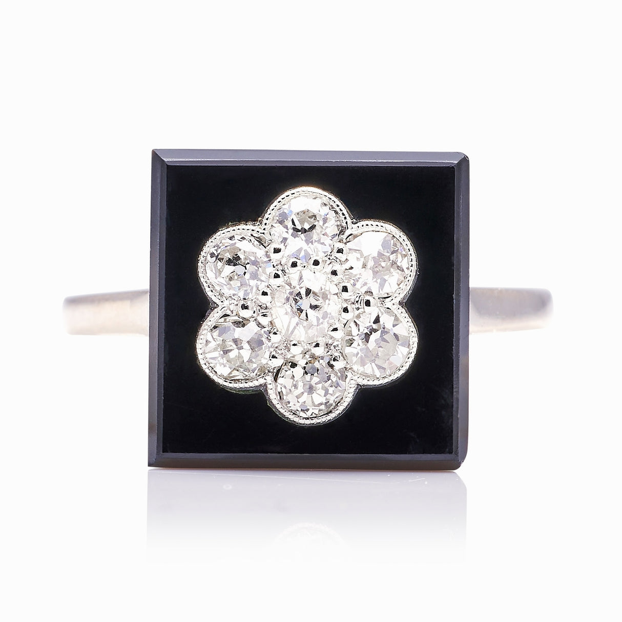 Antique, Edwardian onyx & diamond cluster ring