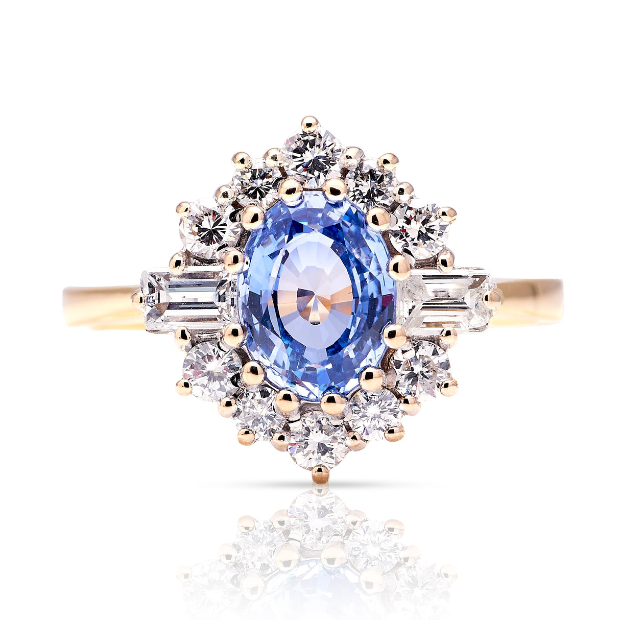 Vintage, 1980s sapphire & diamond cluster ring