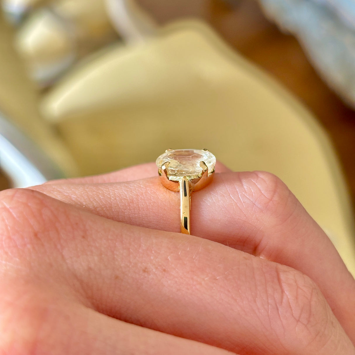 Vintage, 1970s yellow-champagne sapphire single-stone ring