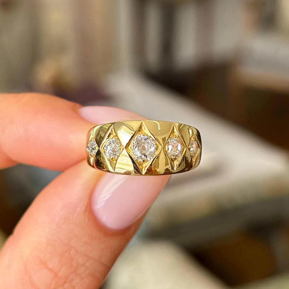 Antique, Victorian five-stone diamond ring