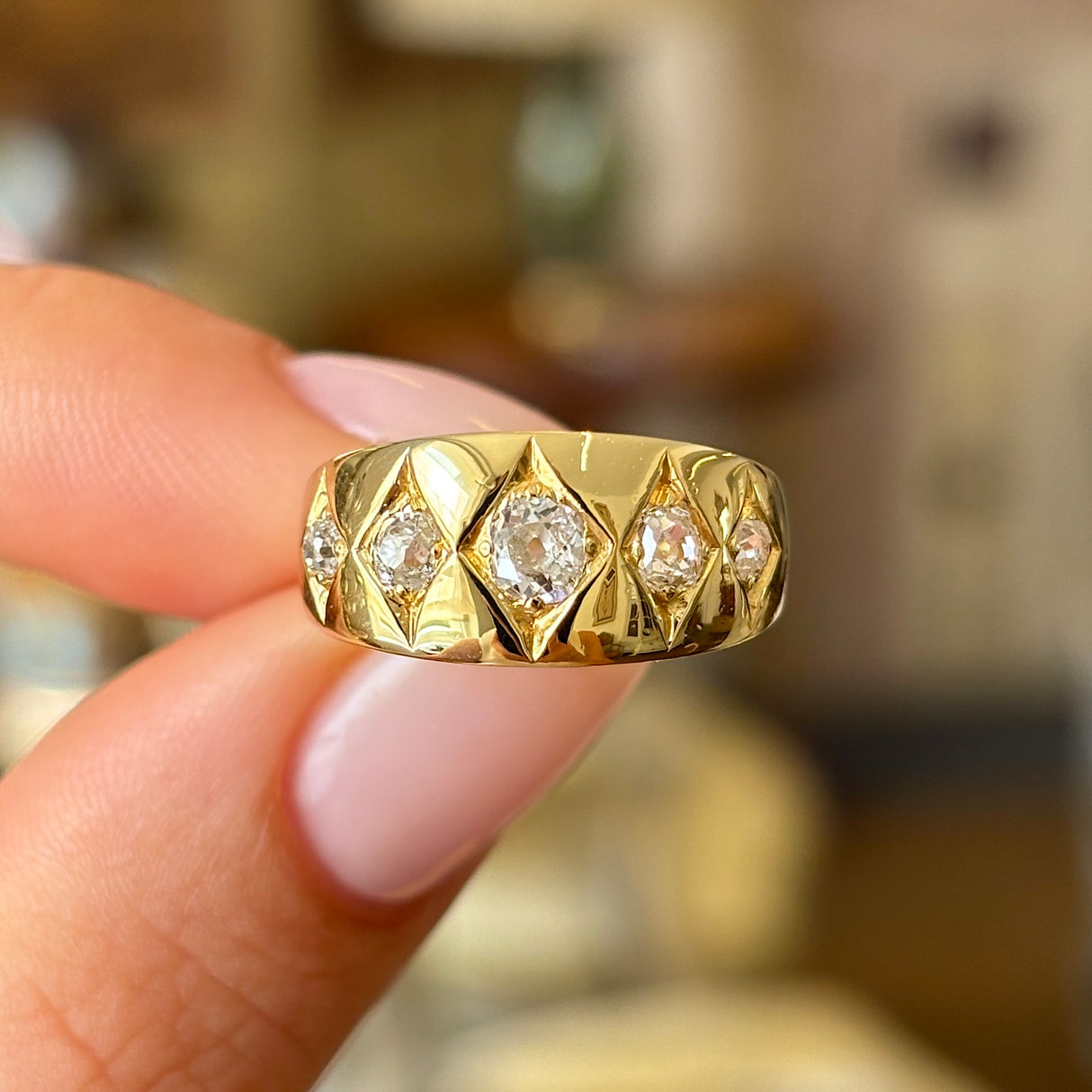 Antique, Victorian five-stone diamond ring