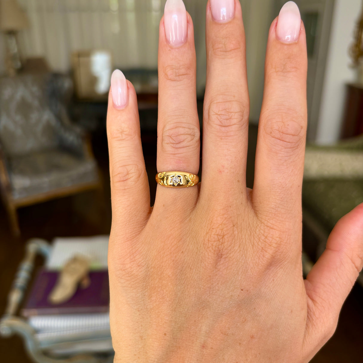 Antique, Victorian diamond gypsy pinky ring