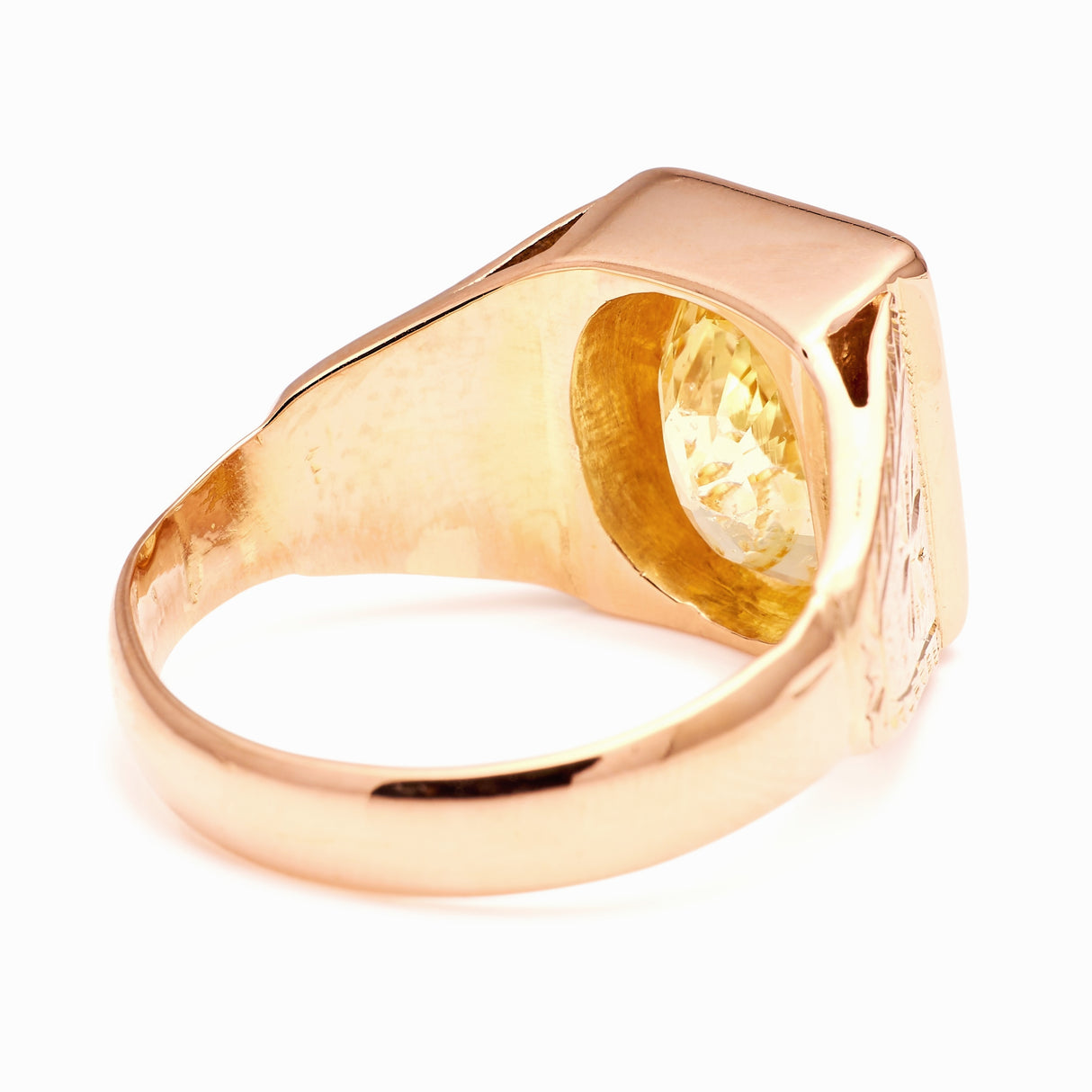 Antique, Late Victorian yellow sapphire signet ring