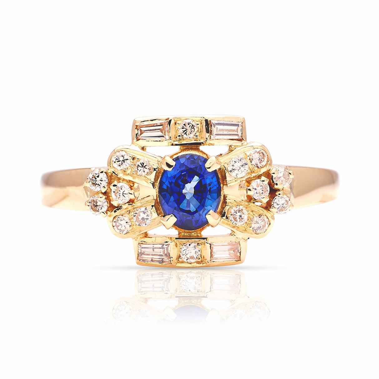 Vintage, 1960s sapphire & diamond cluster ring