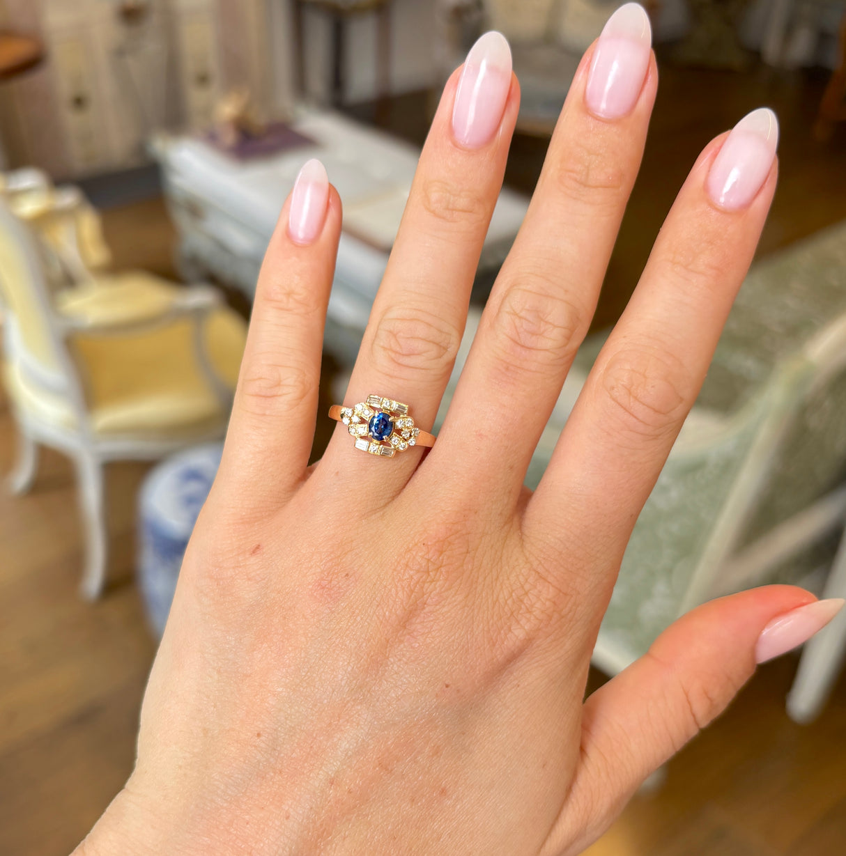 Vintage, 1960s sapphire & diamond cluster ring