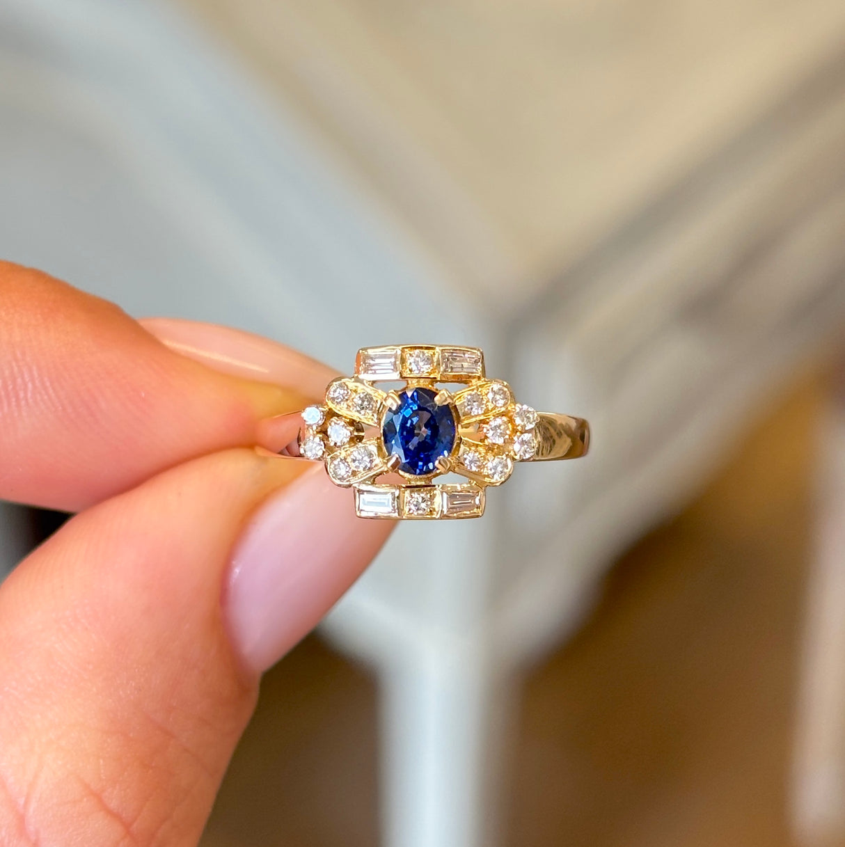 Vintage, 1960s sapphire & diamond cluster ring