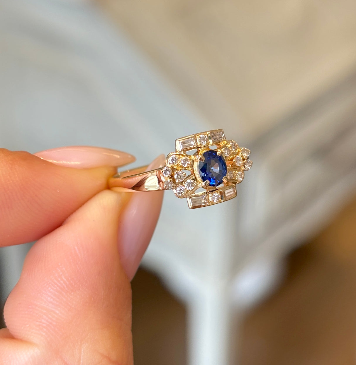 Vintage, 1960s sapphire & diamond cluster ring