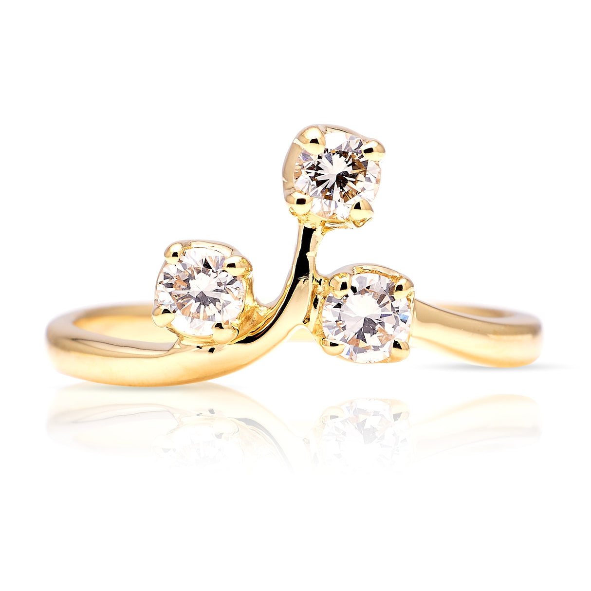 Vintage, 1990s three-stone diamond ring