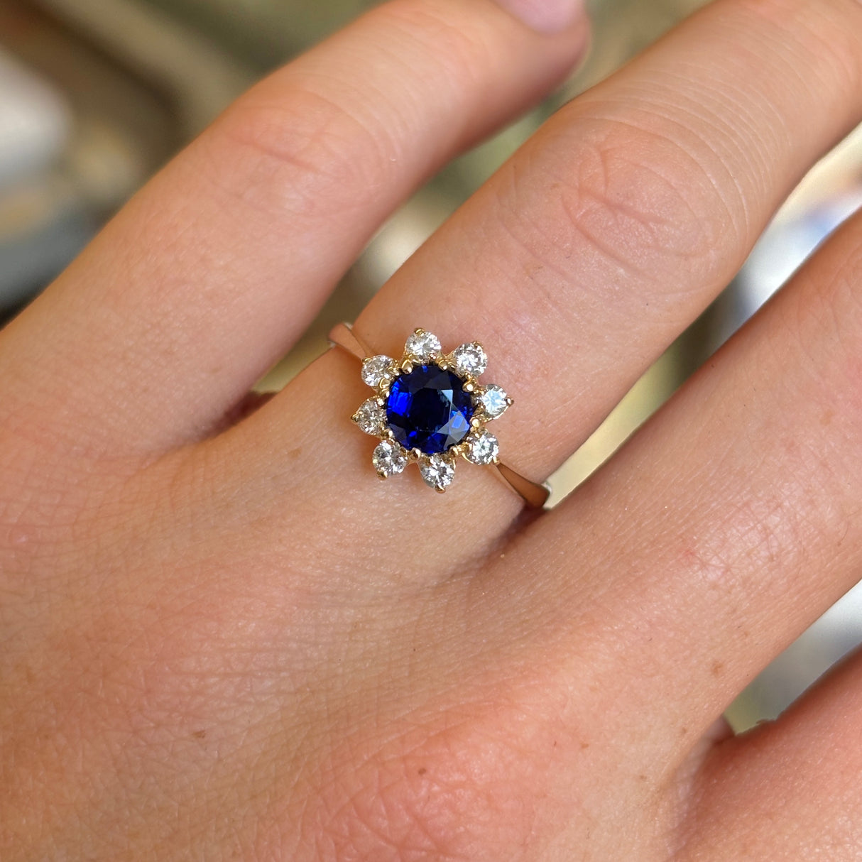 Vintage, 1970s sapphire & diamond cluster ring