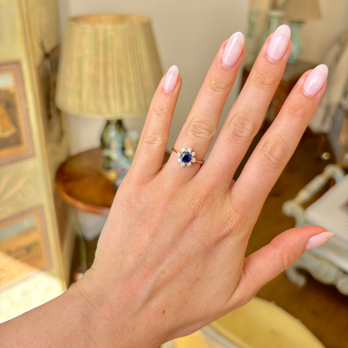 Vintage, 1970s sapphire & diamond cluster ring