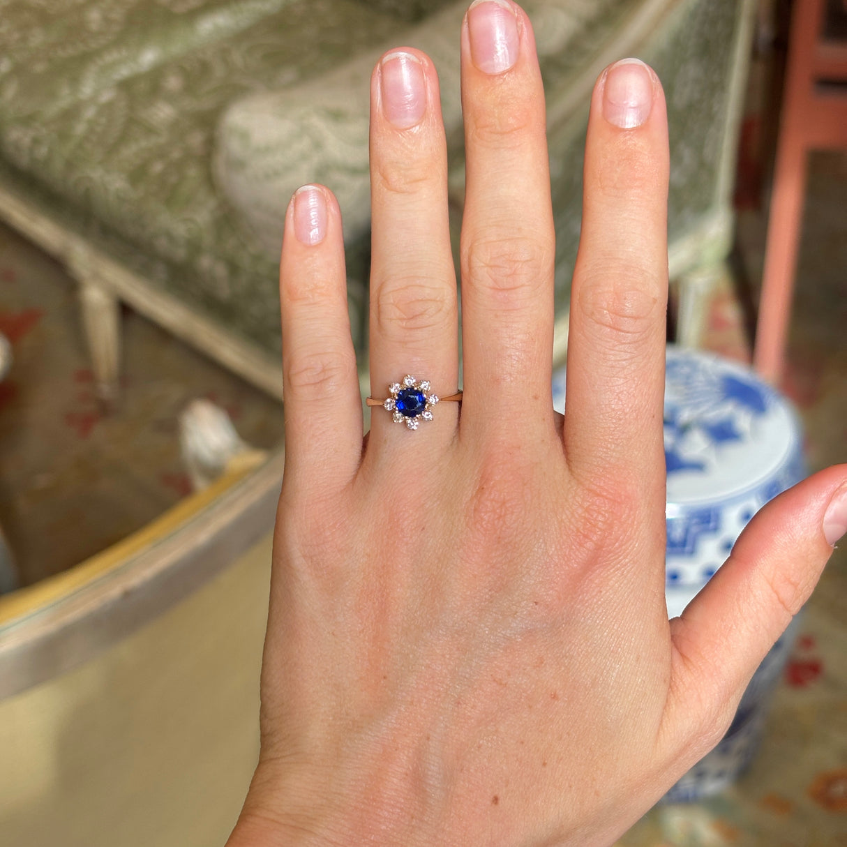 Vintage, 1970s sapphire & diamond cluster ring