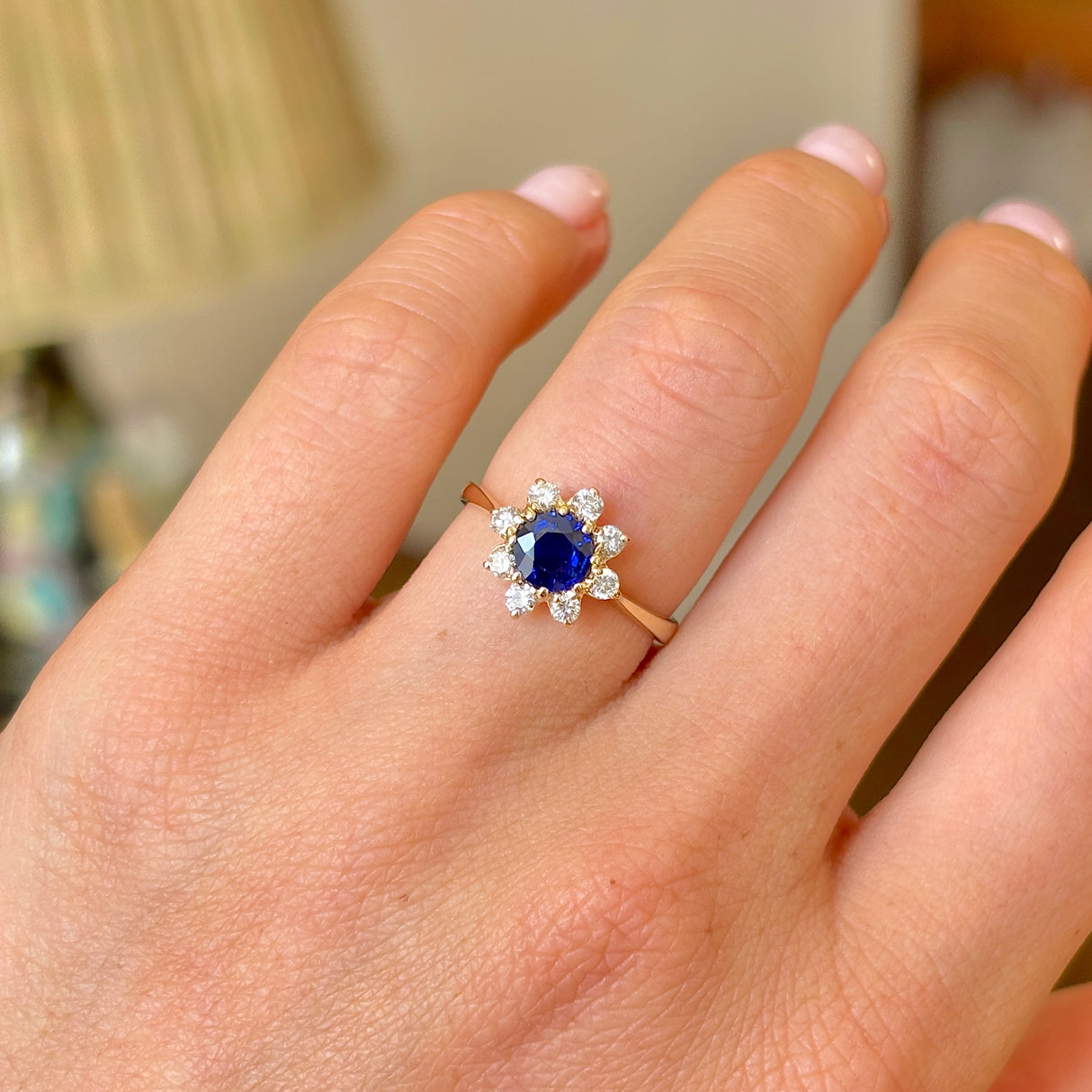 Vintage, 1970s sapphire & diamond cluster ring