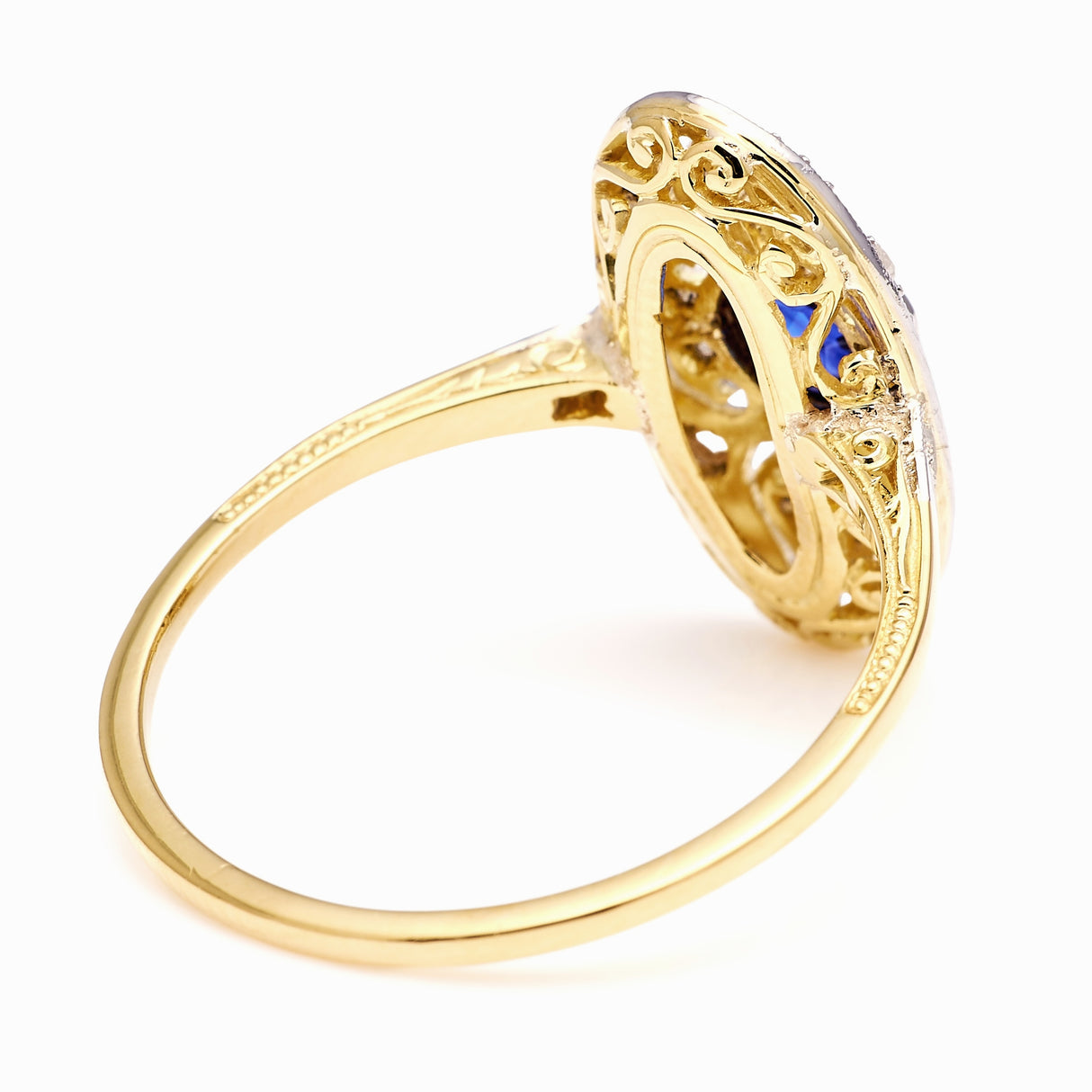 Antique, Edwardian sapphire & diamond panel ring