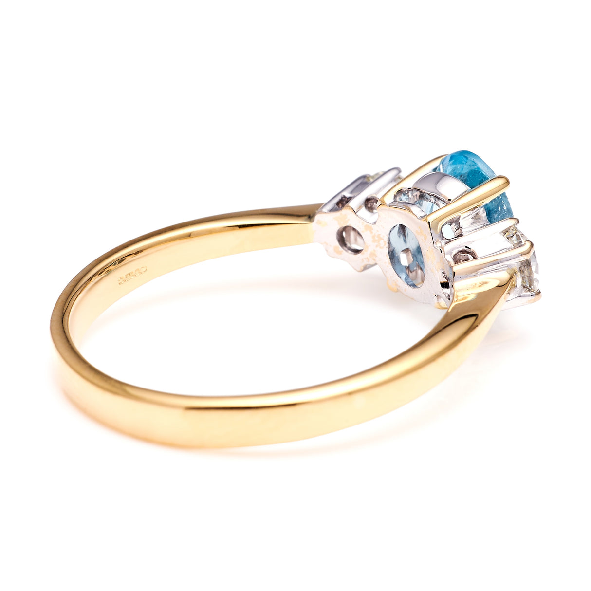 Vintage, 1980s aquamarine & diamond three-stone ring