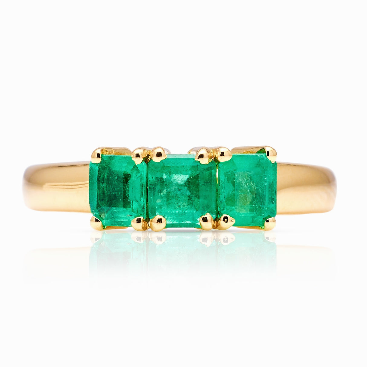 Vintage, 1990s three-stone emerald ring