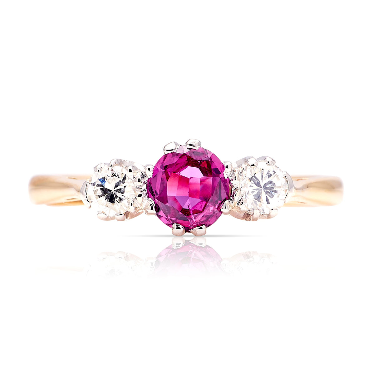 Antique, Edwardian ruby & diamond three-stone ring
