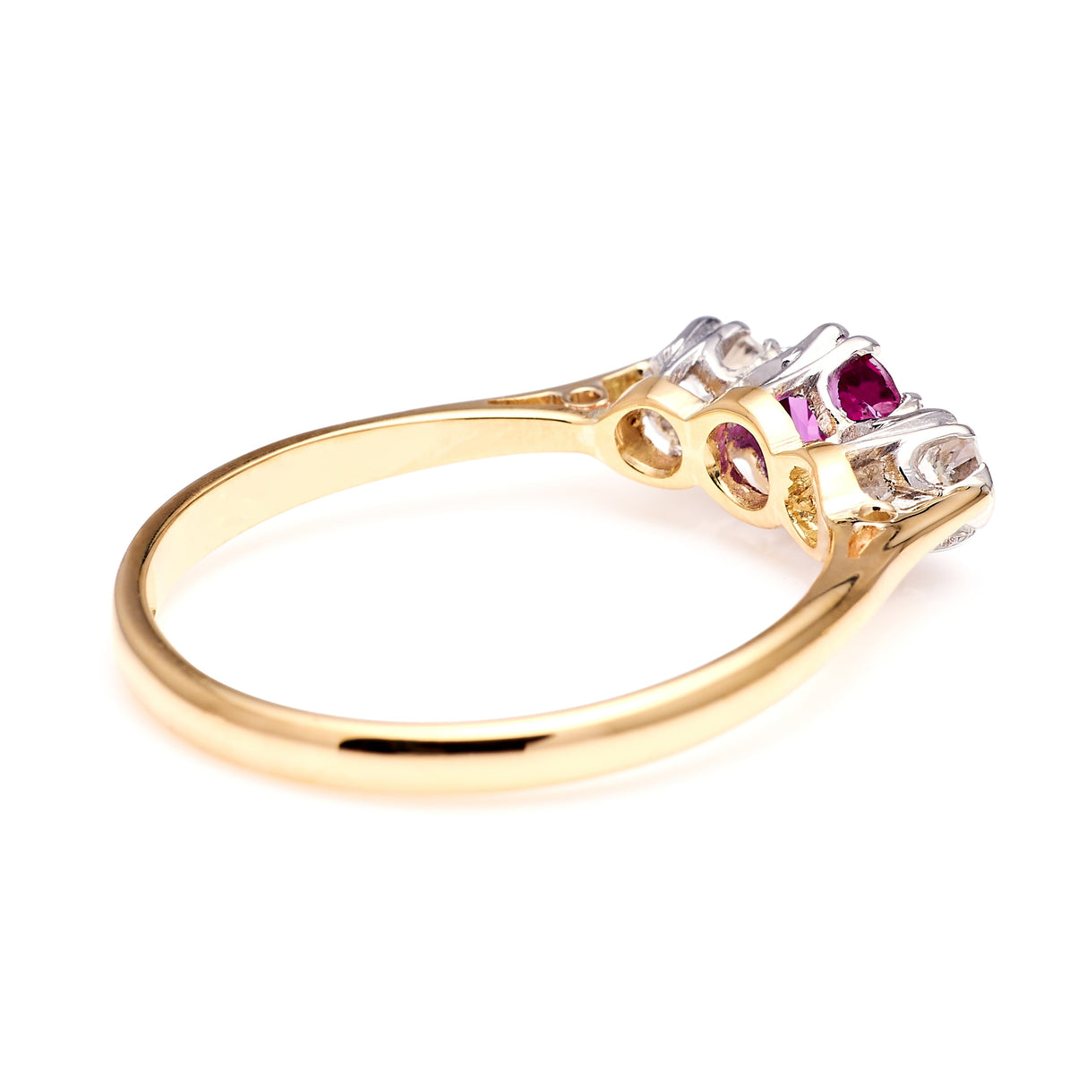 Antique, Edwardian ruby & diamond three-stone ring
