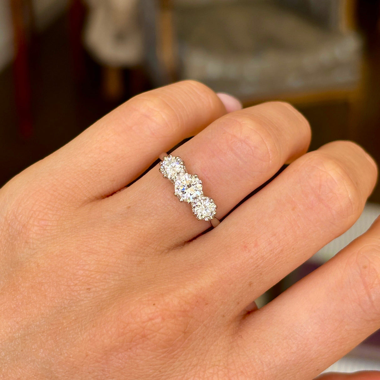 Vintage, Art Deco three-stone diamond engagement ring