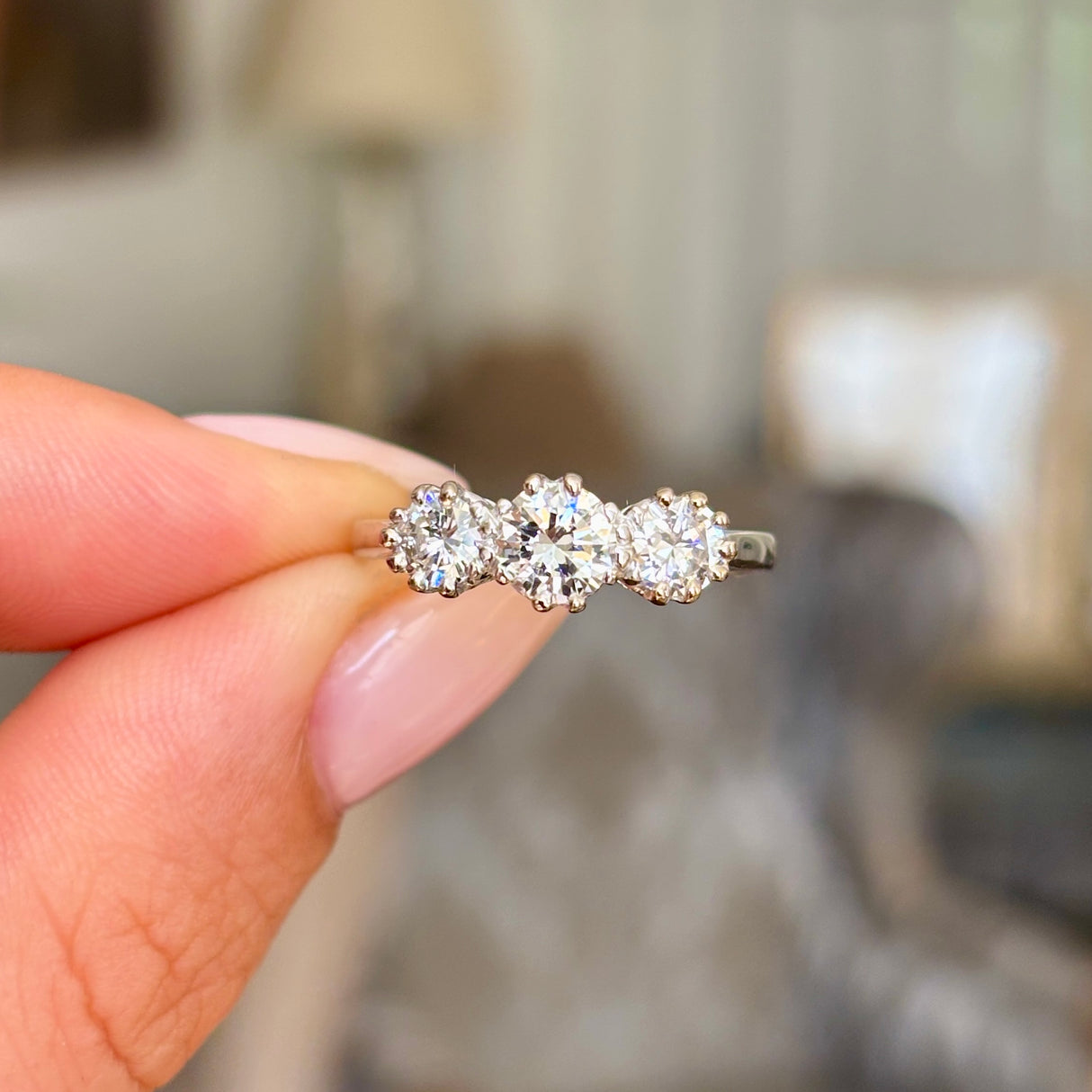 Vintage, Art Deco three-stone diamond engagement ring