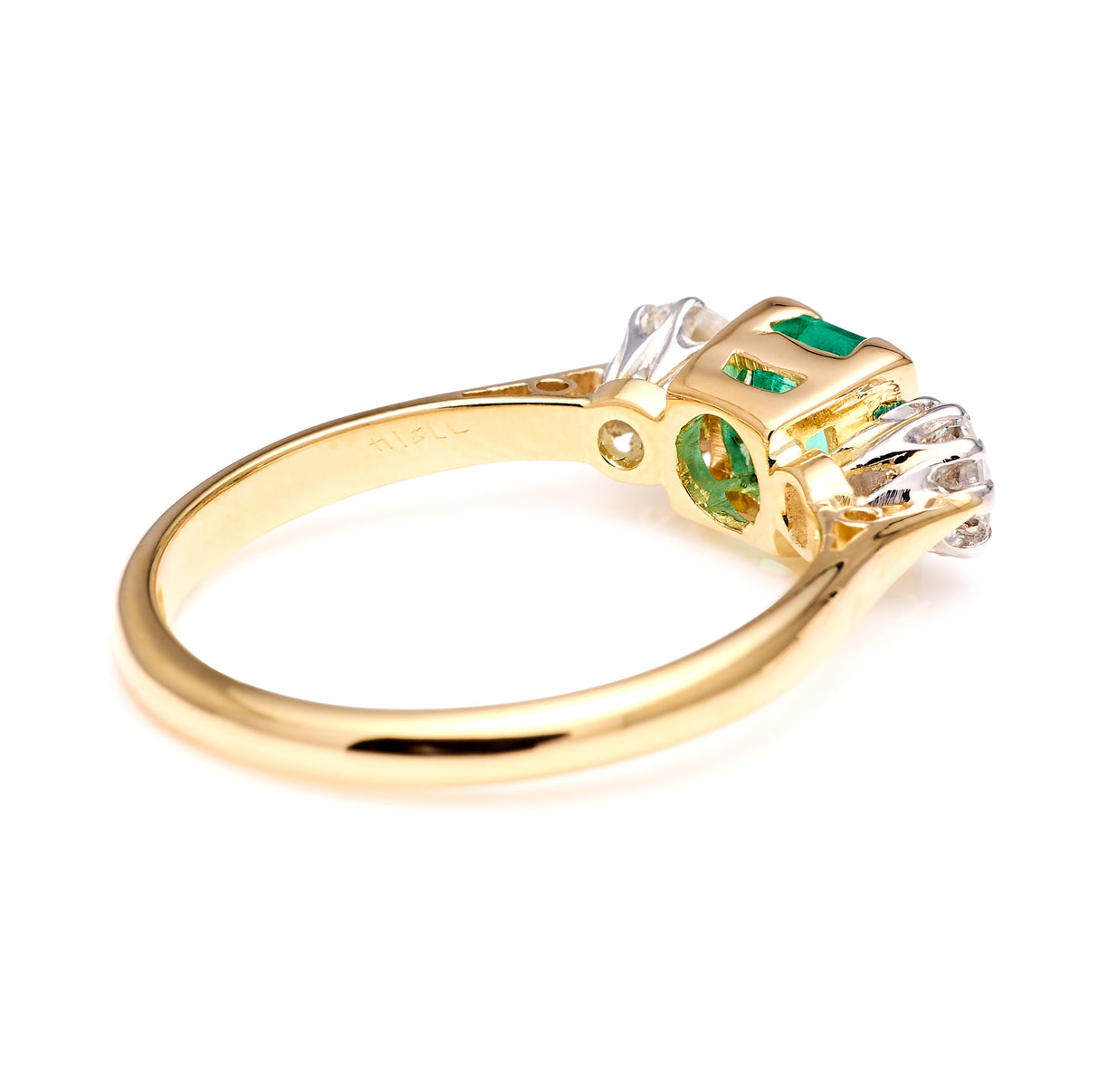 Vintage, Art Deco emerald & diamond three-stone ring