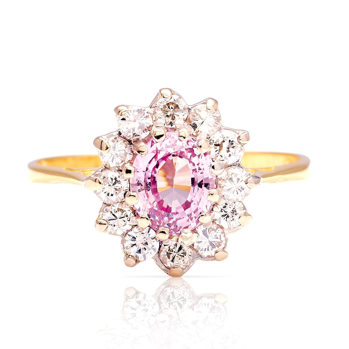 Vintage, 1970s pink sapphire & diamond cluster ring