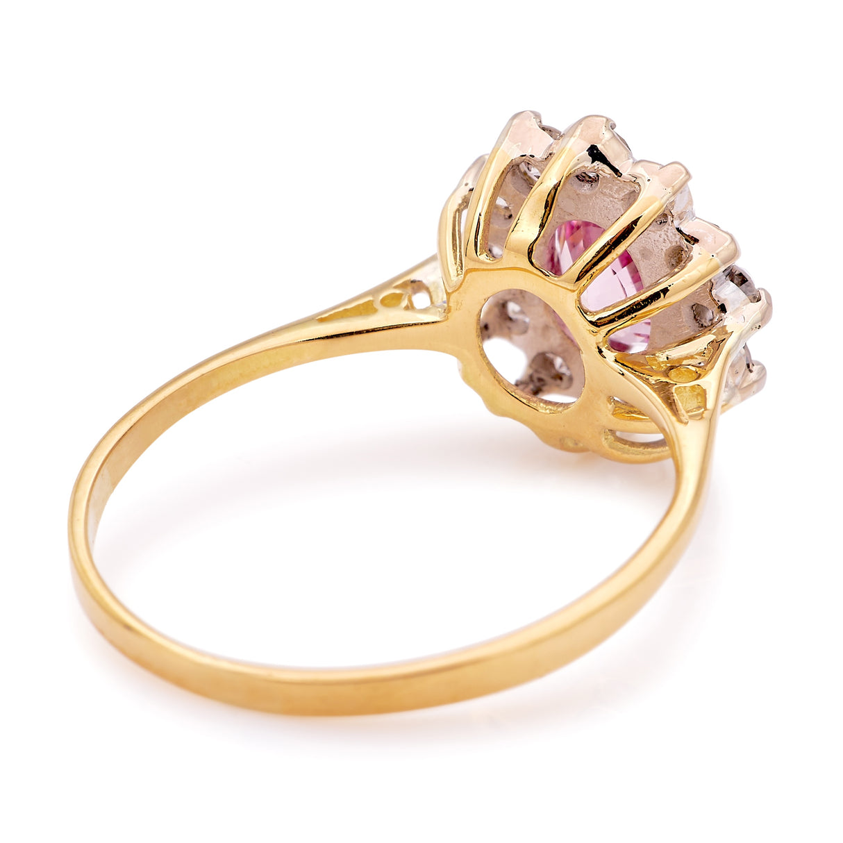 Vintage, 1970s pink sapphire & diamond cluster ring