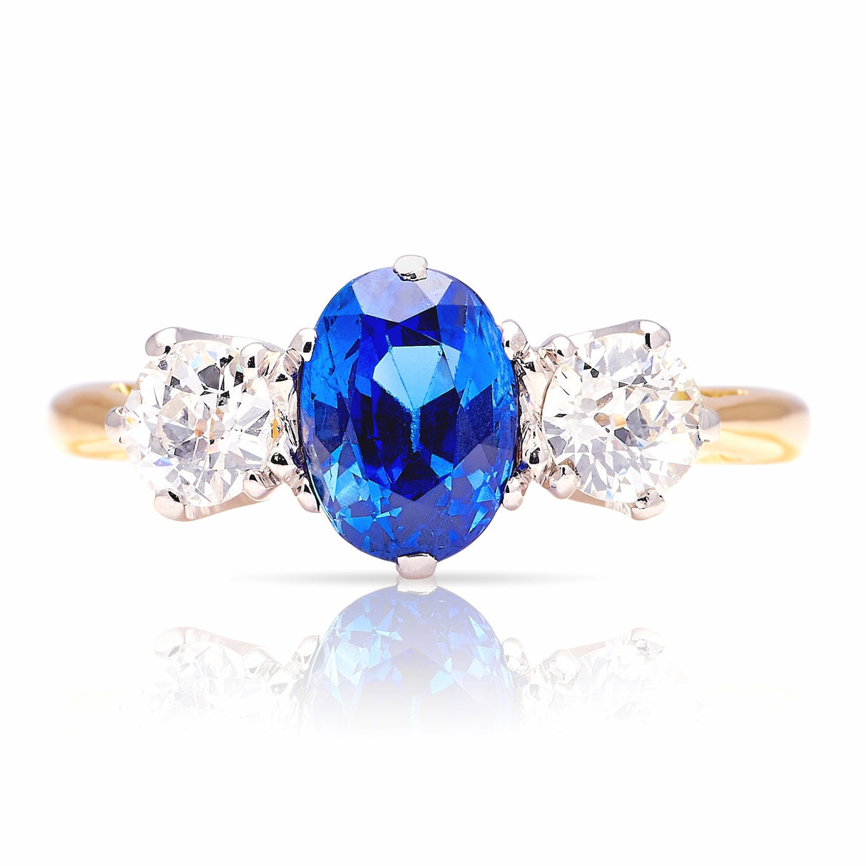 Vintage, 1970s sapphire & diamond three-stone ring