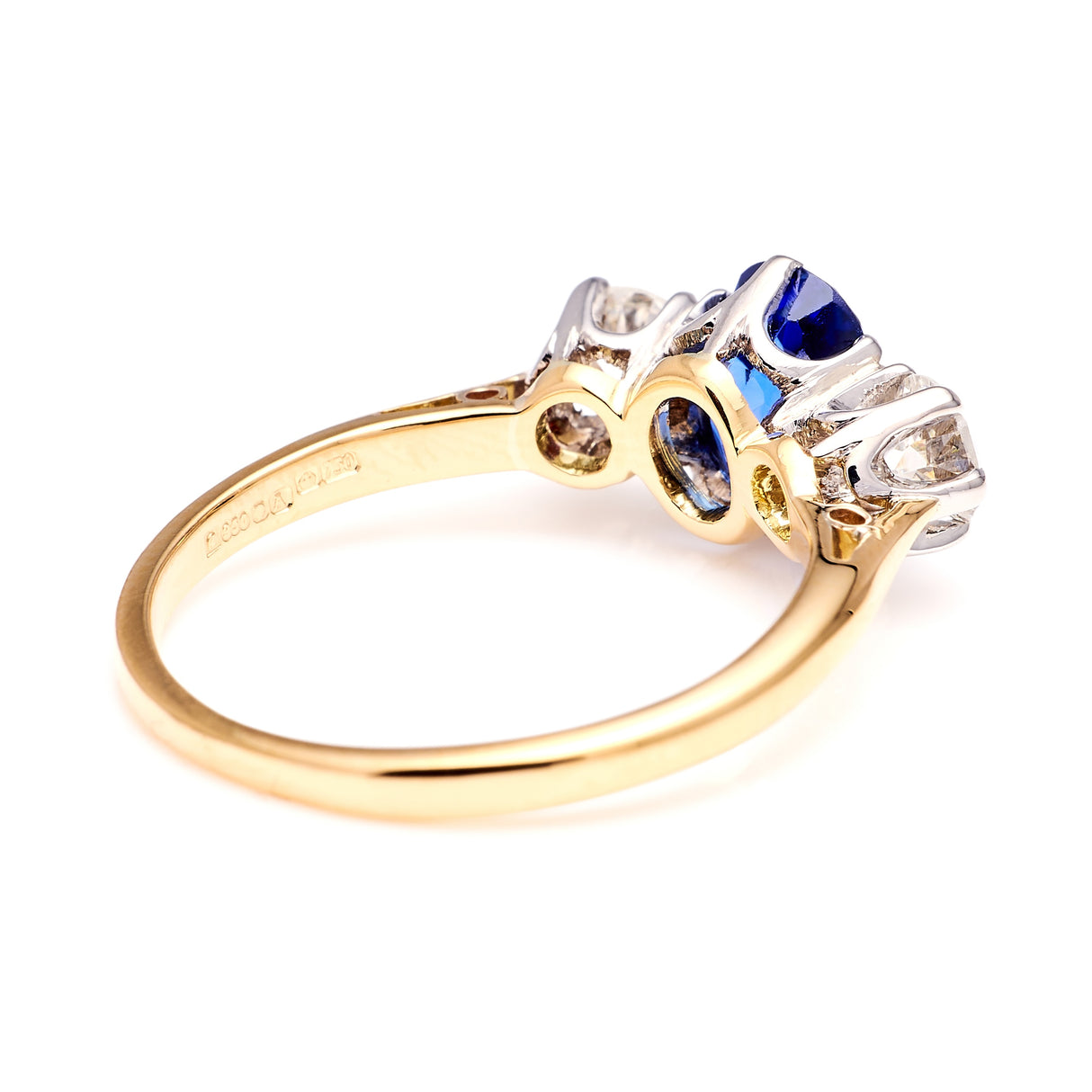 Vintage, 1970s sapphire & diamond three-stone ring