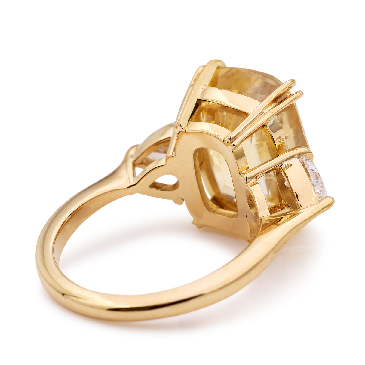Art Deco inspired 11.95ct yellow sapphire & diamond ring