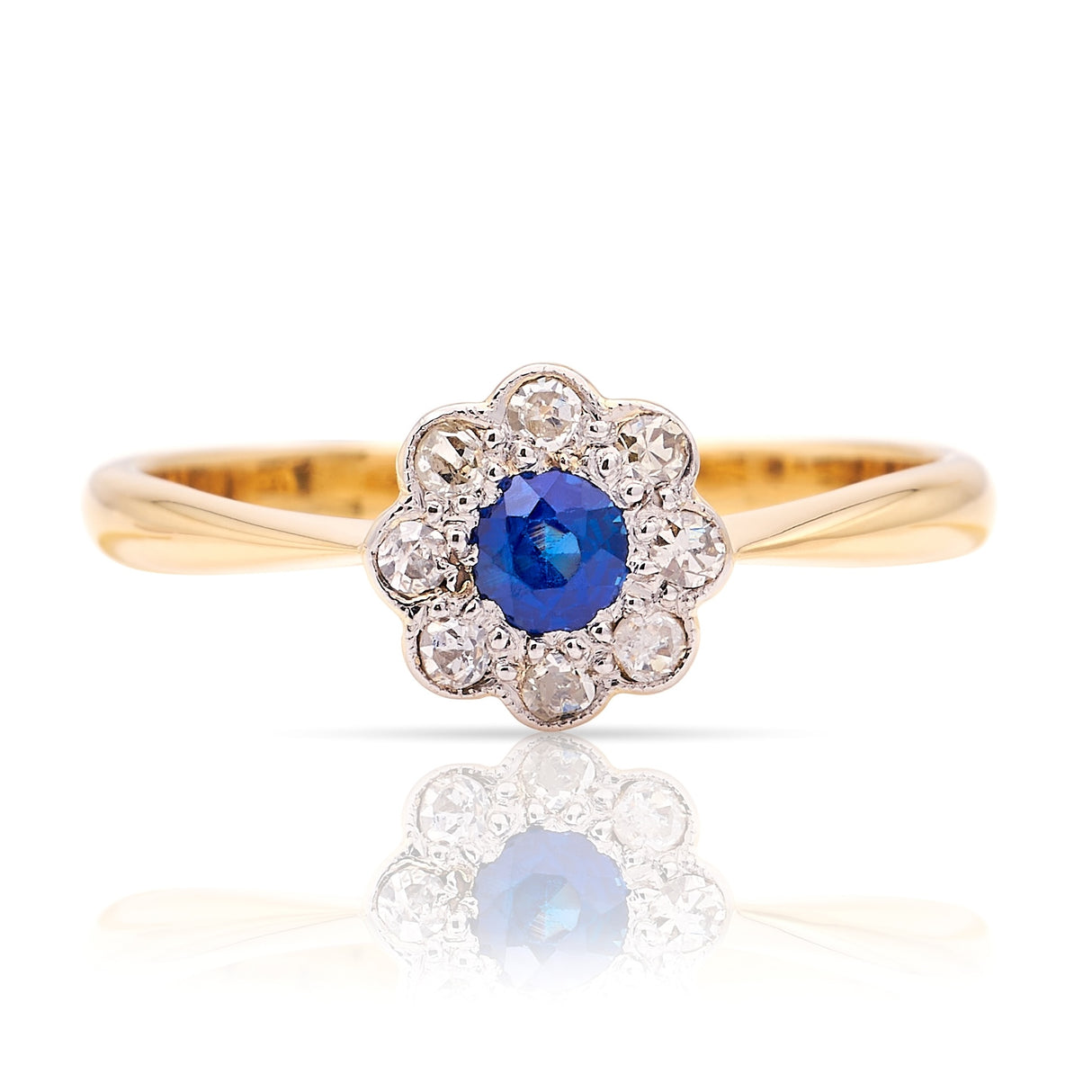 Antique, Edwardian sapphire & diamond cluster ring