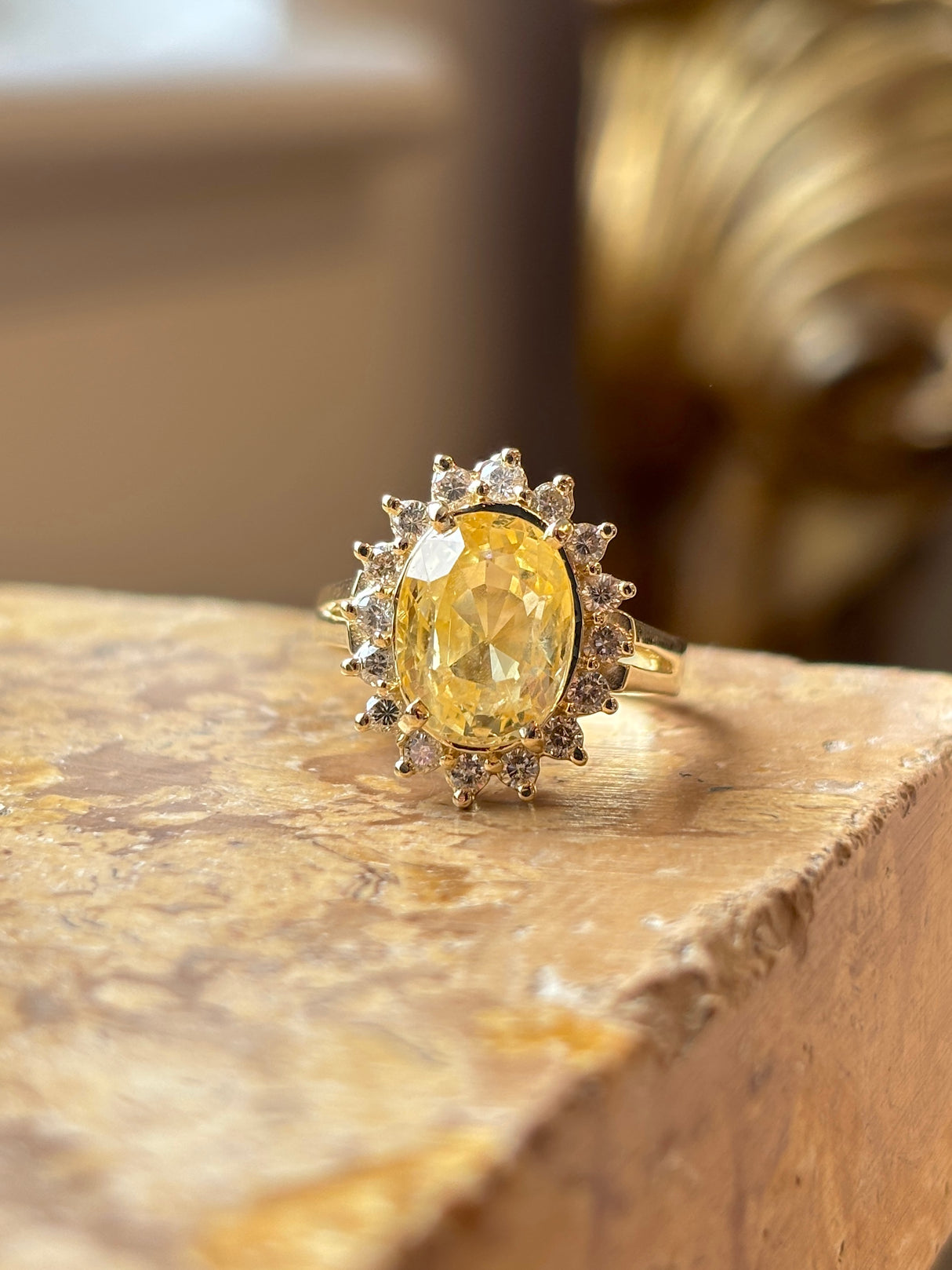 Vintage, 1970s yellow sapphire cluster ring