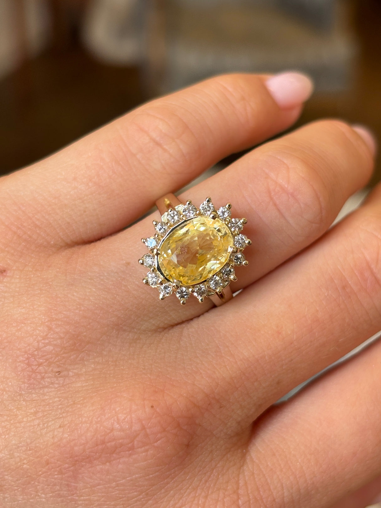 Vintage, 1970s yellow sapphire cluster ring
