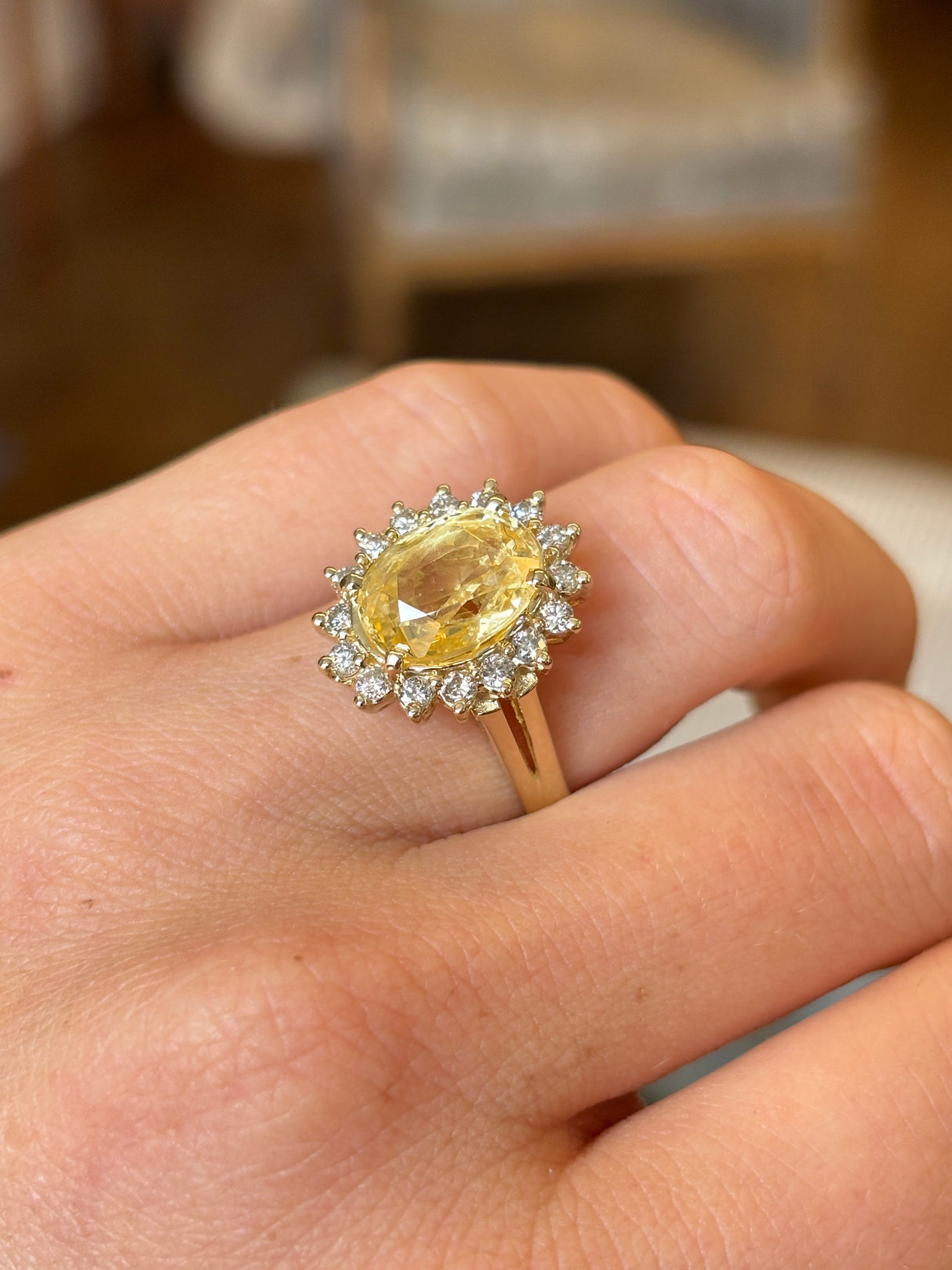 Vintage, 1970s yellow sapphire cluster ring