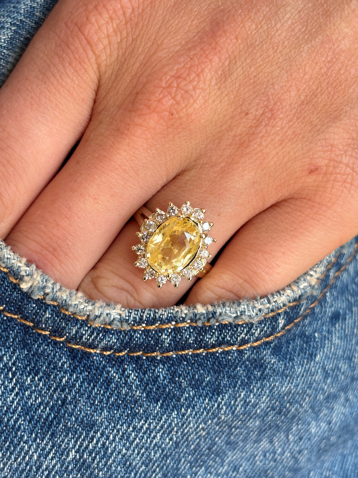 Vintage, 1970s yellow sapphire cluster ring