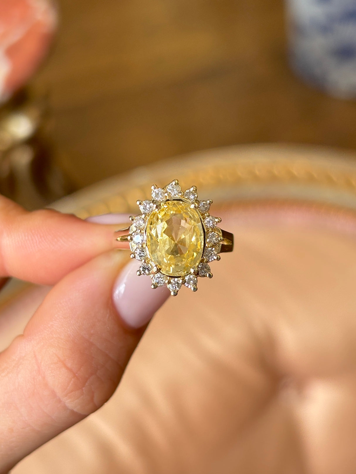 Vintage, 1970s yellow sapphire cluster ring