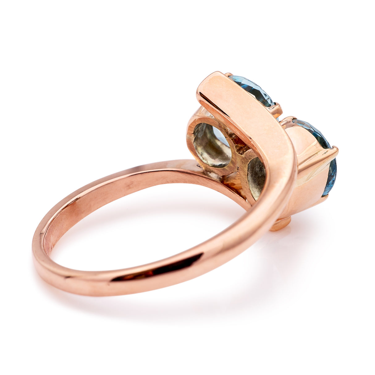 Vintage, 1950s aquamarine toi et moi twist ring