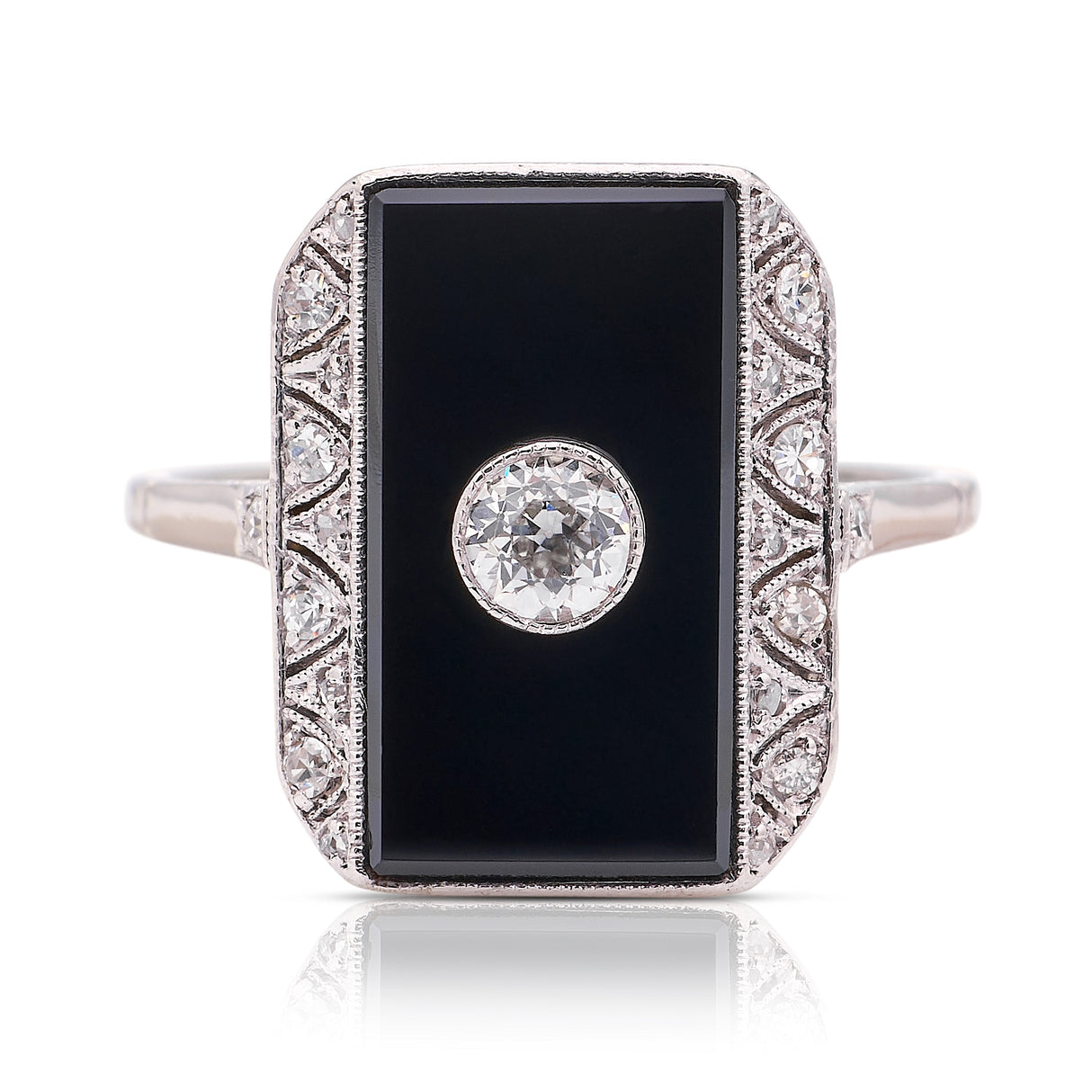 Vintage, 1920s onyx & diamond ring