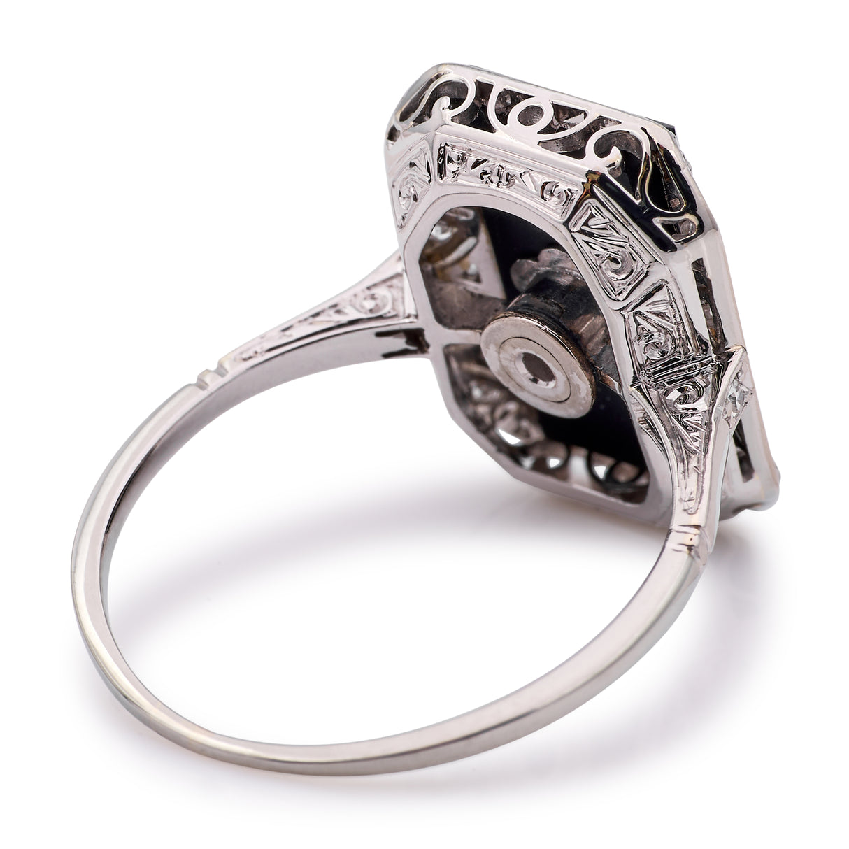 Vintage, 1920s onyx & diamond ring