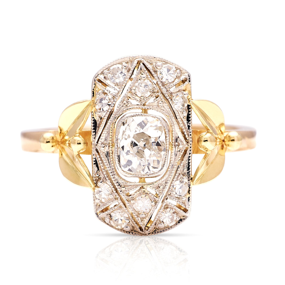 Vintage, 1980s diamond panel ring