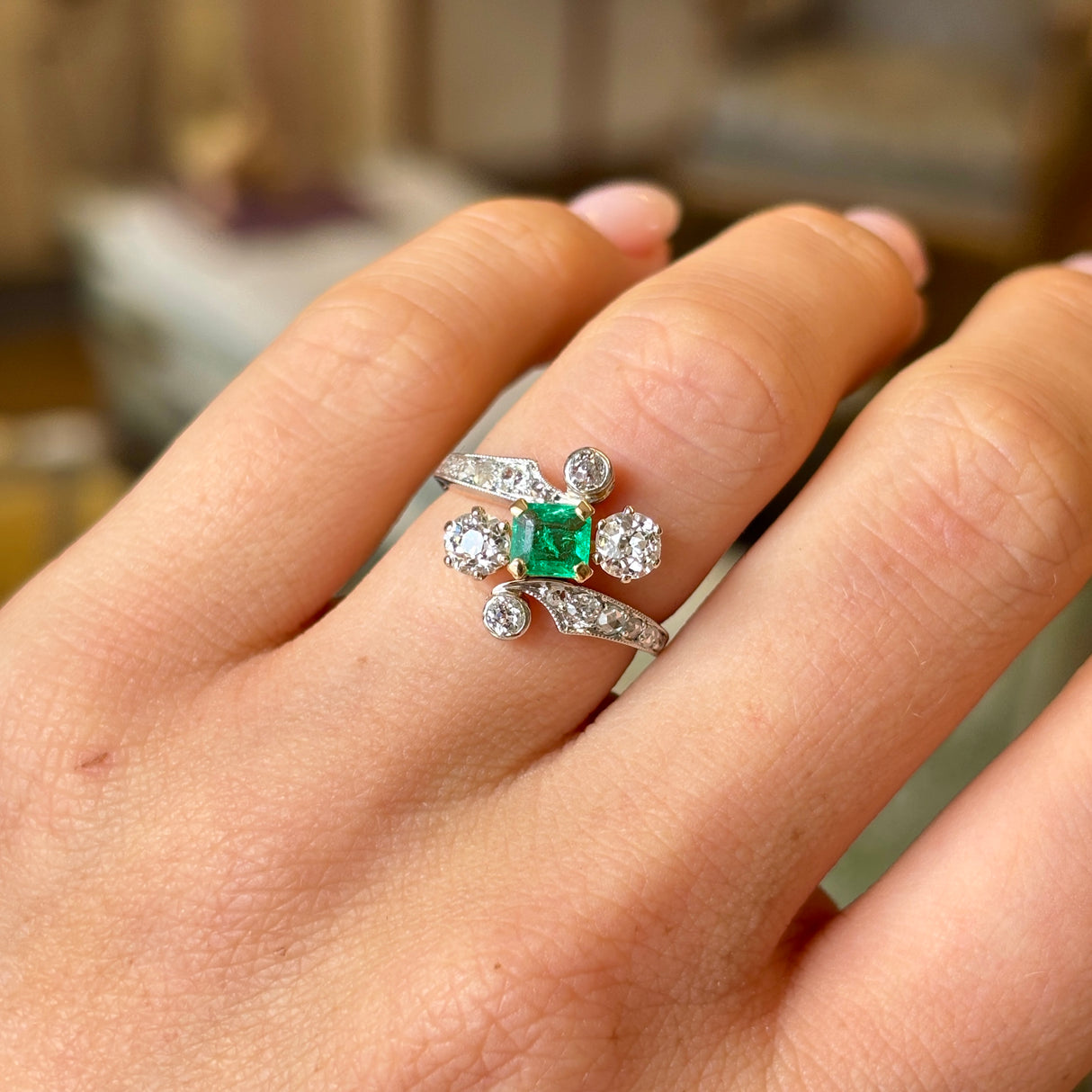 Antique, Belle Époque emerald & diamond