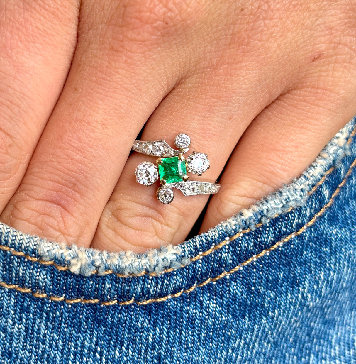 Antique, Belle Époque emerald & diamond