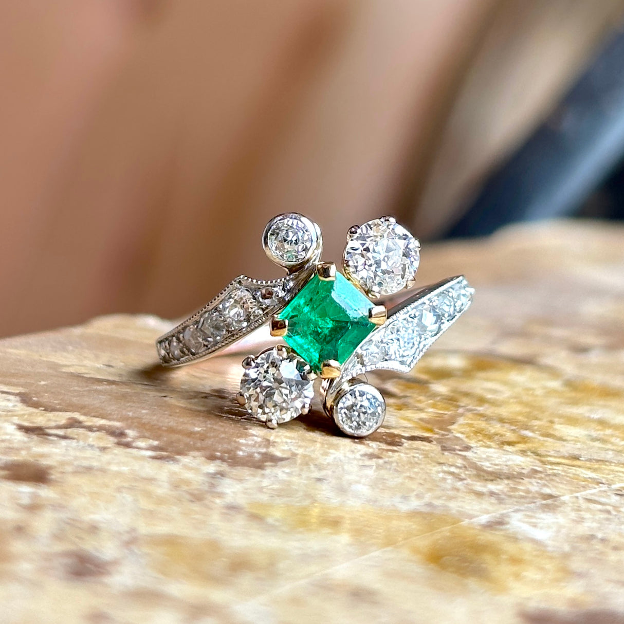 Antique, Belle Époque emerald & diamond