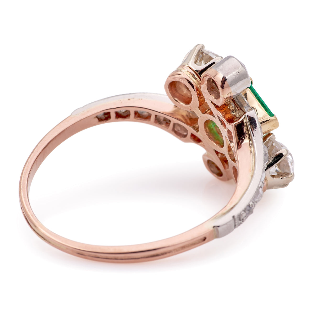 Antique, Belle Époque emerald & diamond ring