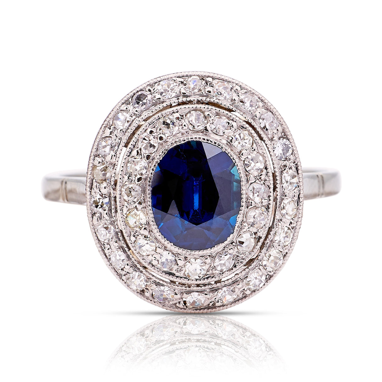 Vintage, 1930s sapphire & diamond target cluster ring