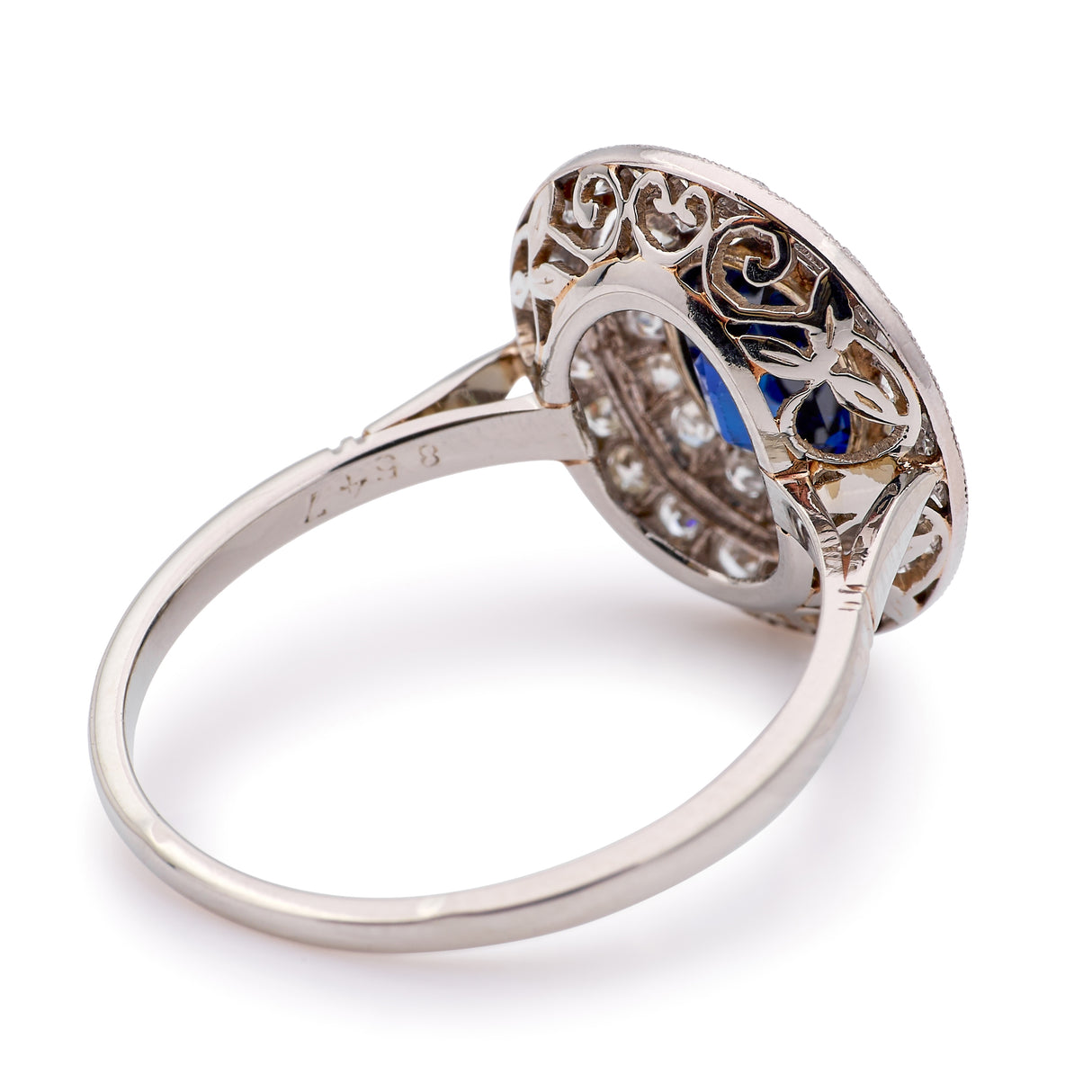 Vintage, 1930s sapphire & diamond target cluster ring